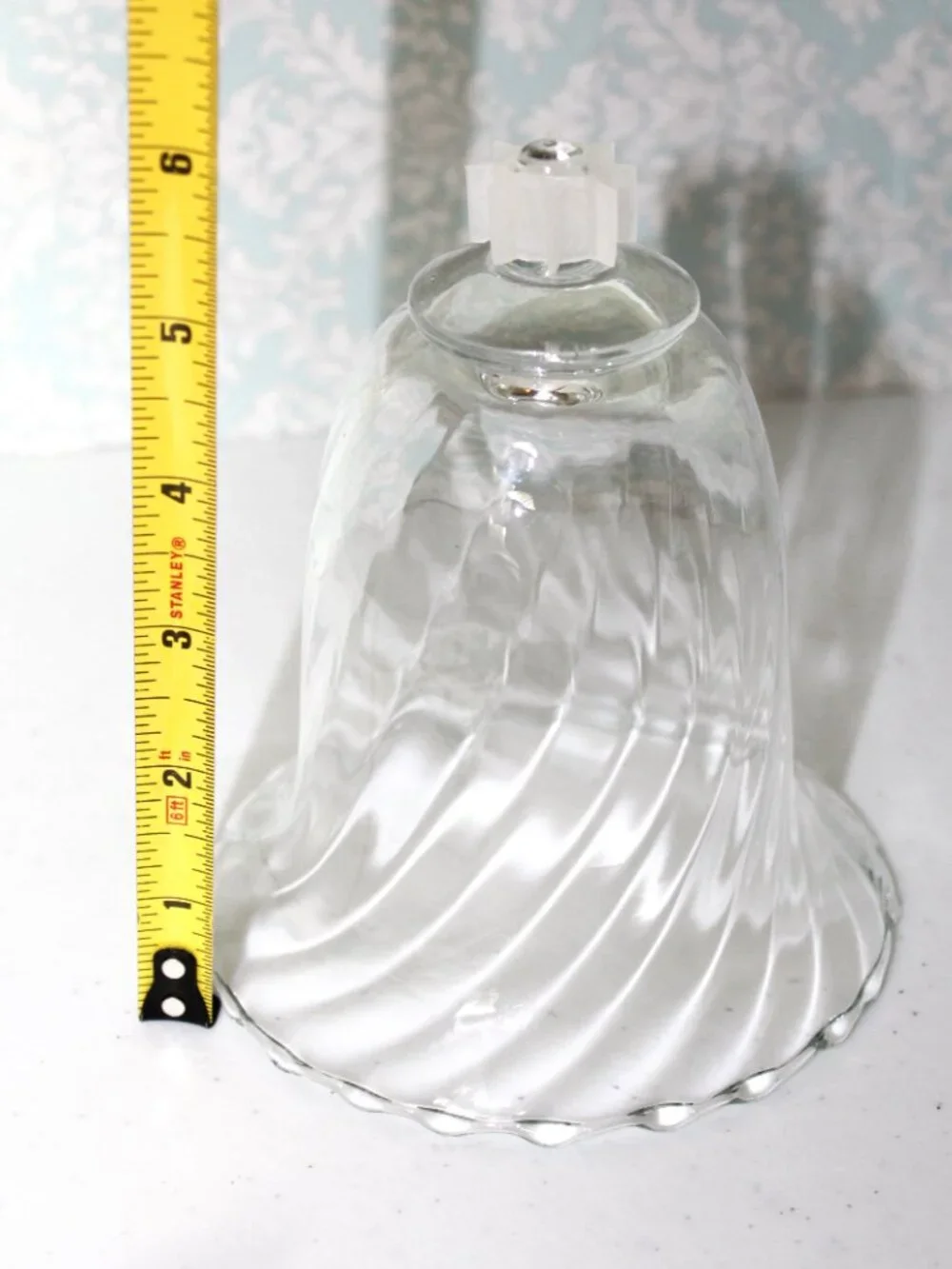Large Clear Glass Peg Candle Cup Bell Tulip Scallop Ruffled Swirl